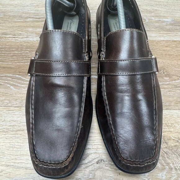 Kenneth Cole Luxury Resort Brown Leather Square Toe Loafers Men's Size 10 - Picture 2 of 7